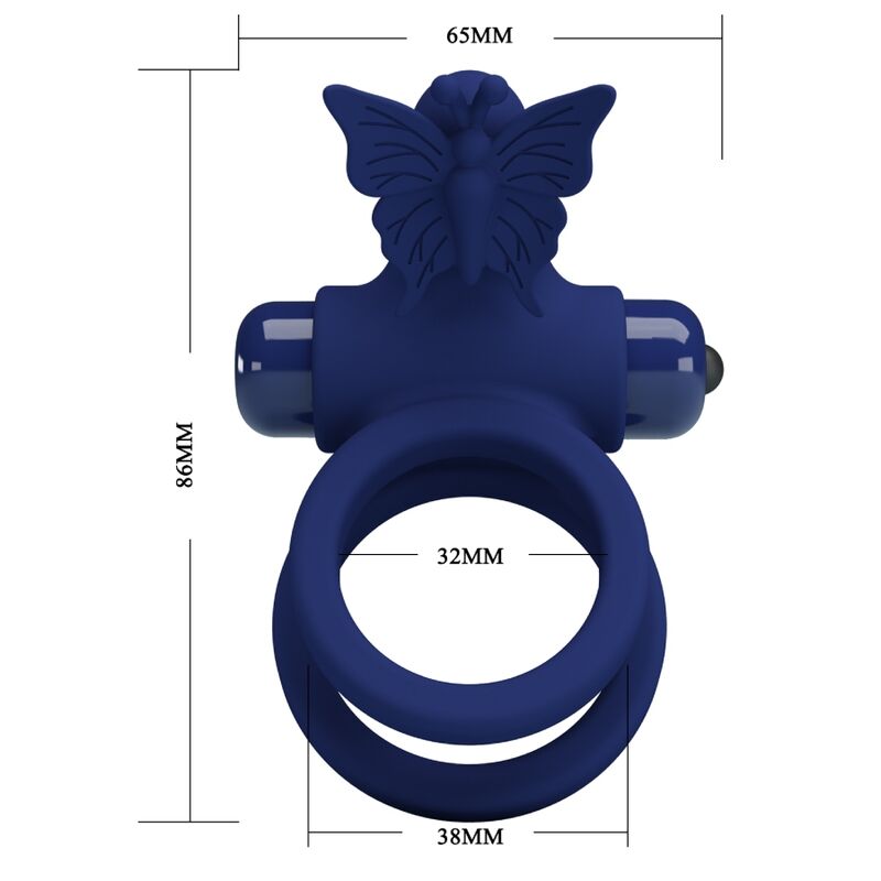 PRETTY LOVE - JAMELE DOUBLE ANNEAU AVEC VIBRATION & STIMULATEUR PAPILLON BLEU