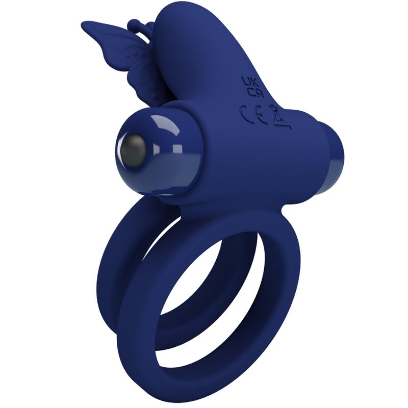 PRETTY LOVE - JAMELE DOUBLE ANNEAU AVEC VIBRATION & STIMULATEUR PAPILLON BLEU