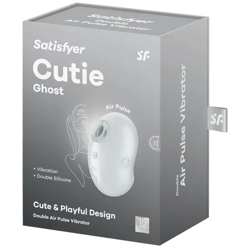 SATISFYER CUTIE GHOST VIBRATEUR FANTÔME BLANC RECHARGEABLE USB SILICONE MÉDICAL - Incandessens