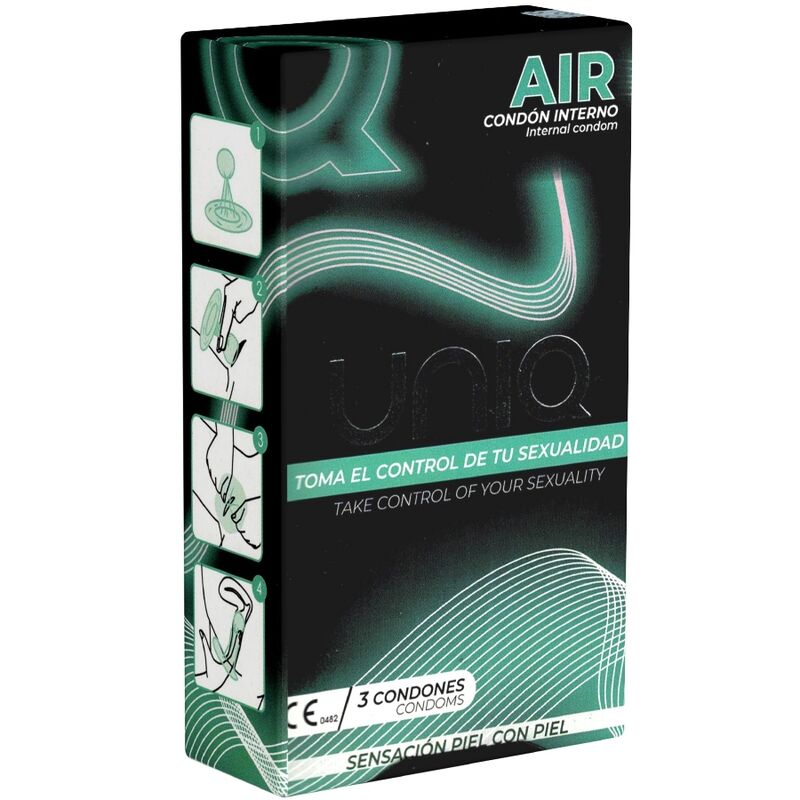 PRÉSERVATIF FÉMININ SANS LATEX UNIQ AIR - 3 UNITÉS + LUBRIFIANT