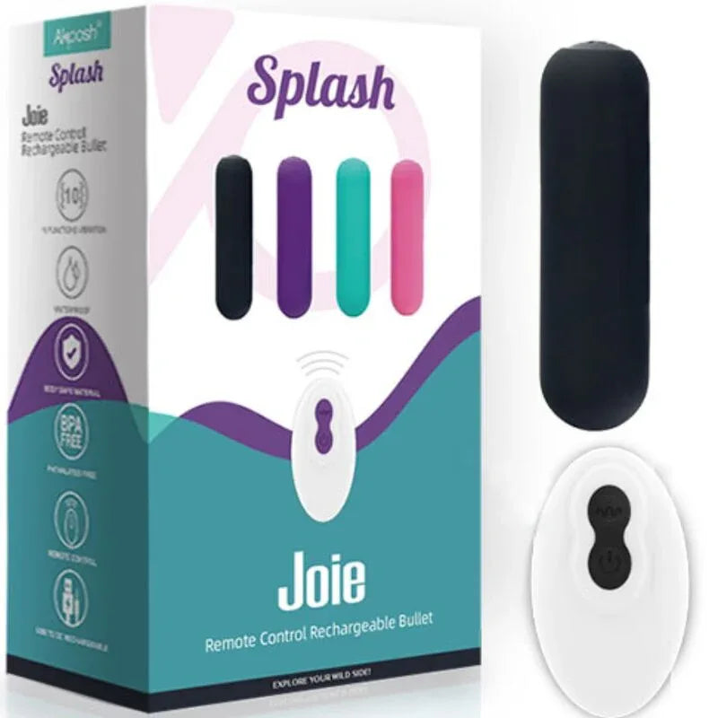 ARMONY - SPLASH JOIE VIBRATEUR BULLET TÉLÉCOMMANDE EN SILICONE 10 VIBRATIONS 75 X 19 CM NOIR - Incandessens