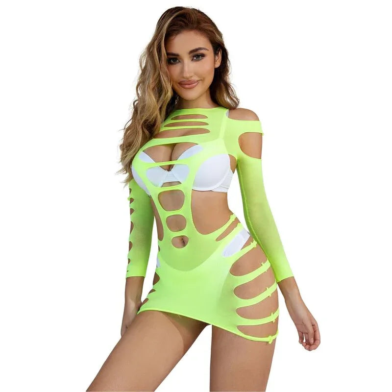 SUBBLIME - 952280 ROBE ÉLASTIQUE MANCHES LONGUES VERT TAILLE UNIQUE - Incandessens