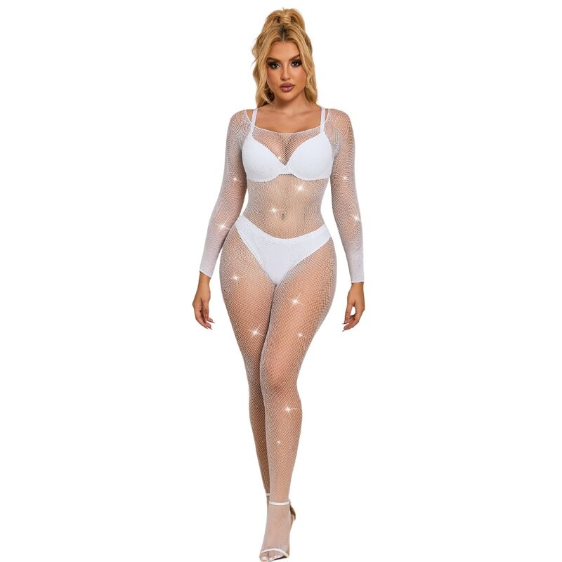 SUBBLIME - 952396 COMBINAISON RESILLE AVEC LOSANGES MANCHES LONGUES BLANC TAILLE UNIQUE