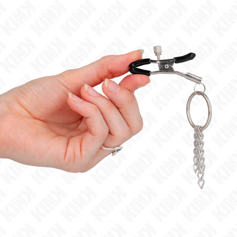 KINK - PINCE A TETONS O RING ET PETITE CHAINE ARGENT 6 CM