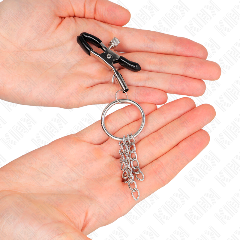 KINK - PINCE A TETONS O RING ET PETITE CHAINE ARGENT 6 CM