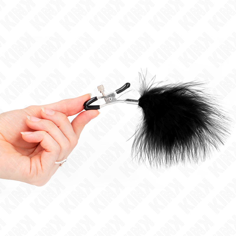 KINK - PINCE À TETONS PLUME NOIR 7 CM