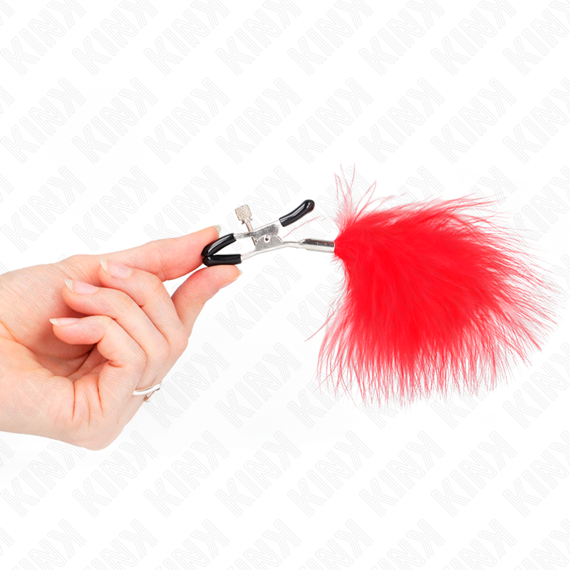 KINK - PINCE À TETONS PLUME ROUGE 7 CM