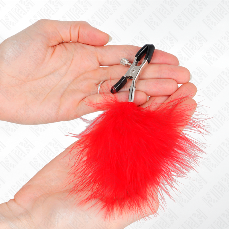 KINK - PINCE À TETONS PLUME ROUGE 7 CM
