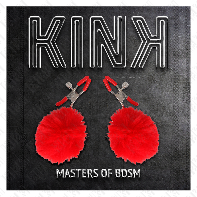 KINK - PINCE A TETONS FAUSSE FOURRURE ROUGE 6 CM