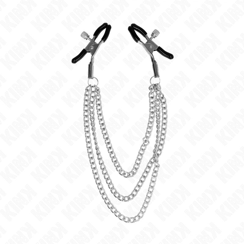 KINK - PINCES À TETONS AVEC 3 CHAÎNES ARGENT 20/23/28 CM