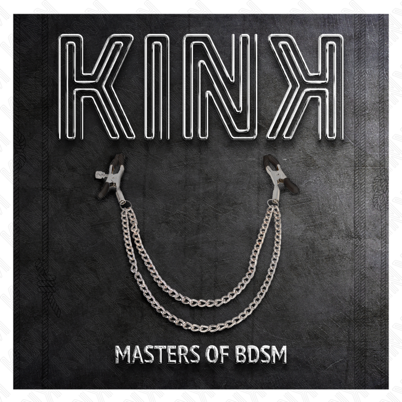 KINK - PINCES À TETONSAVEC 2 CHAÎNES ÉPAISSES ARGENT 20/23 CM