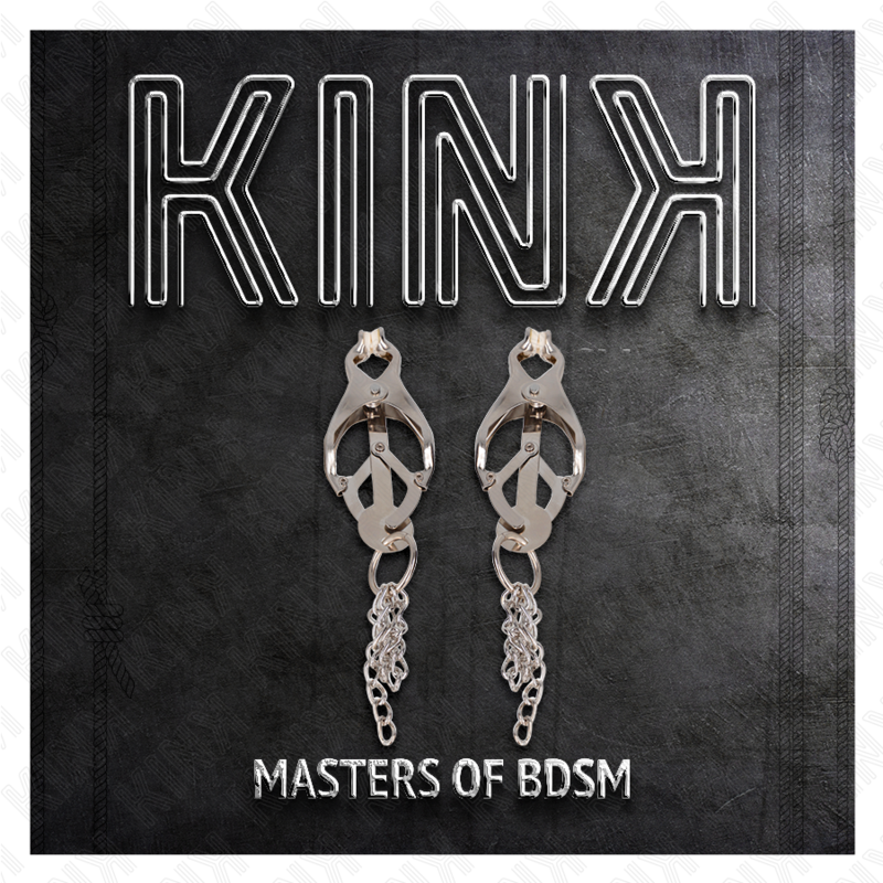 KINK - PINCES À TETONS TRÈFLE JAPONAIS AVEC PETITES CHAÎNES ARGENT