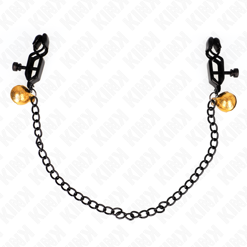 KINK - PINCES À TETONS CHAÎNE PLATE ET CLOCHE ARGENT 30 CM