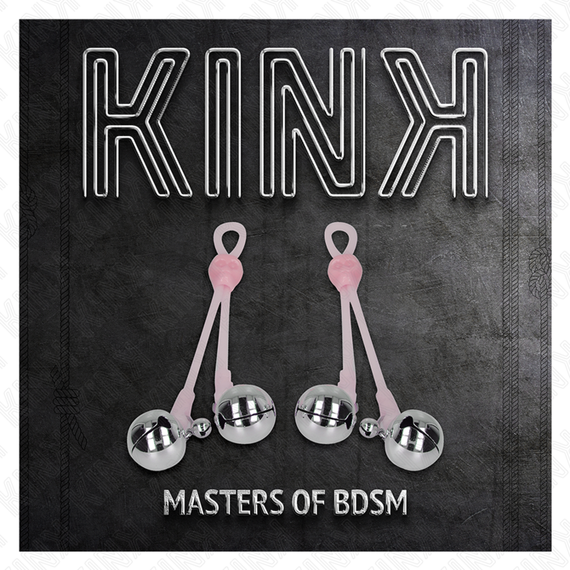 KINK - PINCES À TETONS LUMINEUSES CRÂNE AVEC ANNEAU CLOCHES RÉGLABLES ROSE / ARGENT