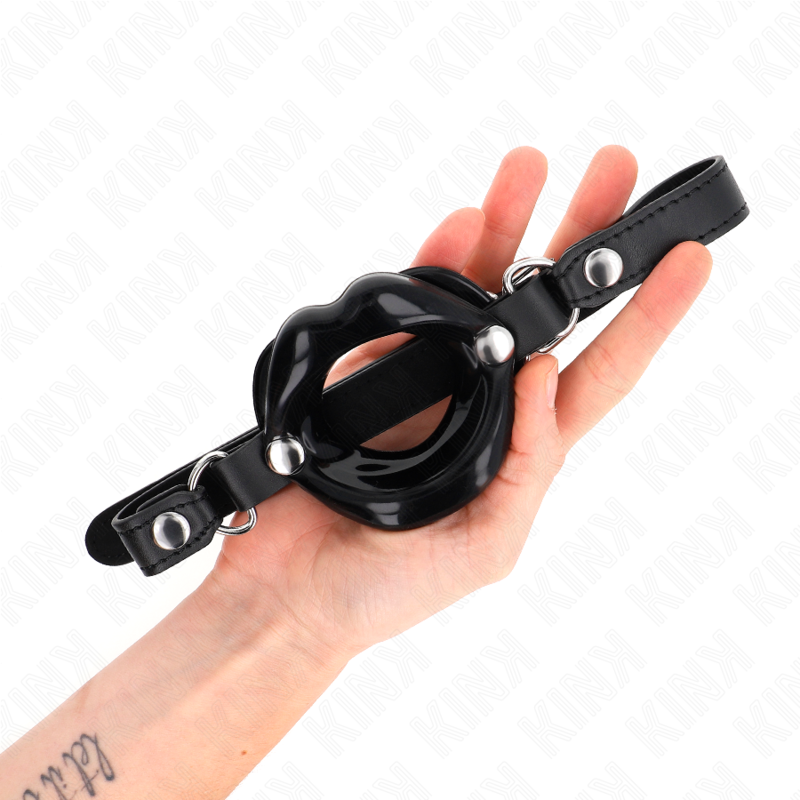 KINK - BAILLON BOUCHE 8 CM AVEC SANGLE EN CUIR NOIR 63 x 2 CM AJUSTABLE 39-58 CM