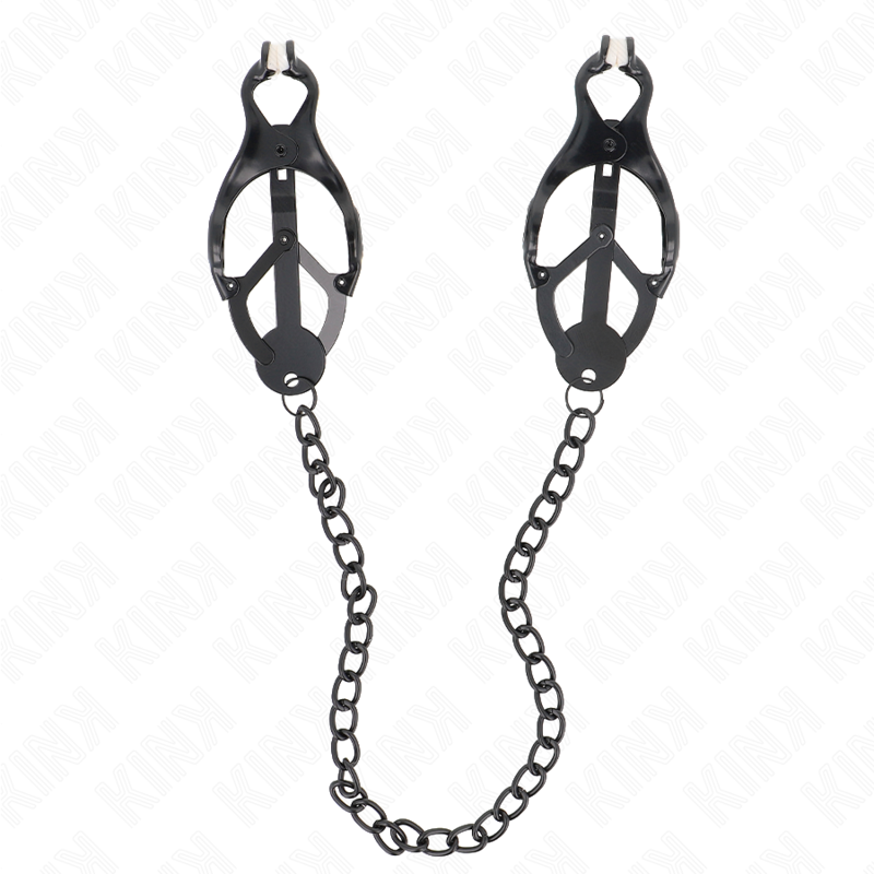 KINK - PINCES À TETONS TRÈFLE JAPONAIS AVEC CHAÎNE NOIR 30 CM