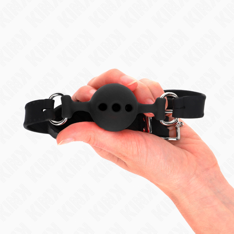 KINK - BAILLON ENTIÈREMENT SILICONE 55 x 2 CM AVEC BOULE DE 4 CM TAILLE S NOIR AJUSTABLE 35-51 CM