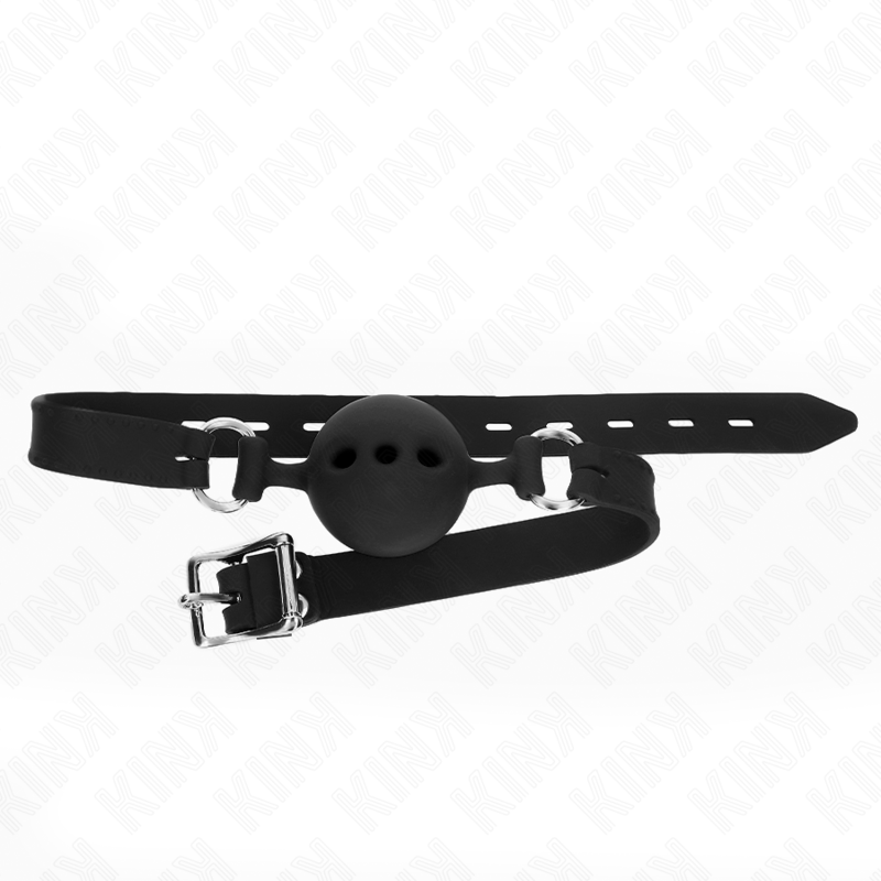 KINK - BAILLON ENTIEREMENT SILICONE 55 x 2 CM AVEC BOULE DE 5 CM TAILLE L NOIR AJUSTABLE 35-51 CM