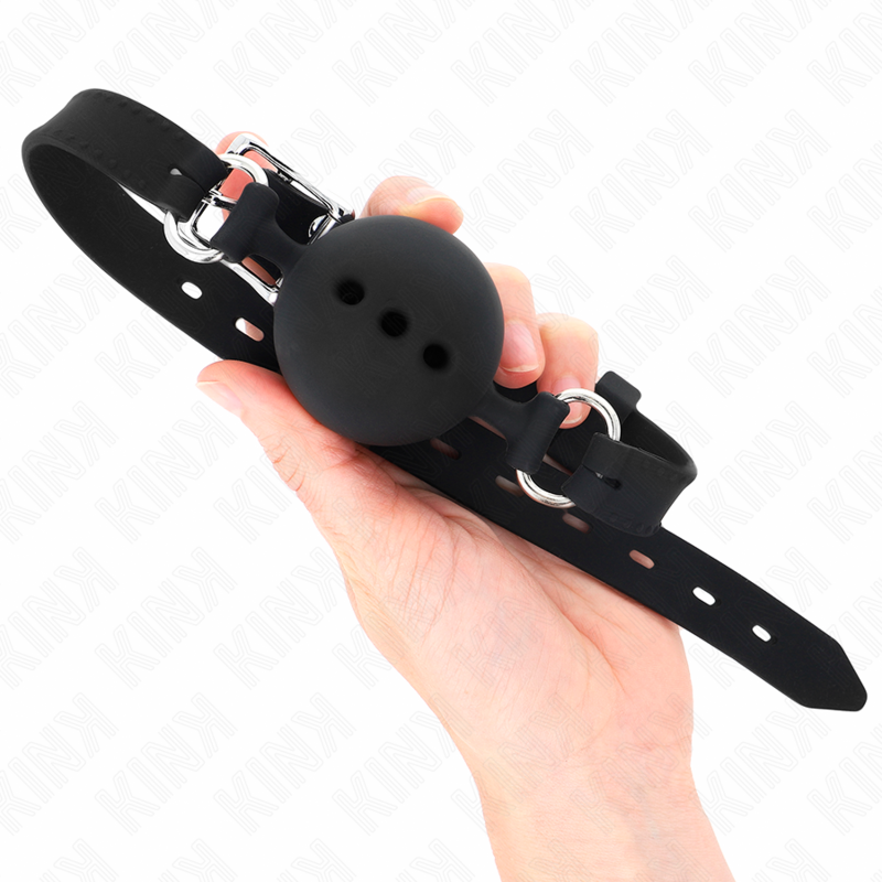 KINK - BAILLON ENTIEREMENT SILICONE 55 x 2 CM AVEC BOULE 4,5 CM TAILLE M NOIR AJUSTABLE 35-51 CM