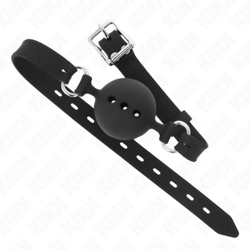 KINK - BAILLON ENTIEREMENT SILICONE 55 x 2 CM AVEC BOULE 4,5 CM TAILLE M NOIR AJUSTABLE 35-51 CM
