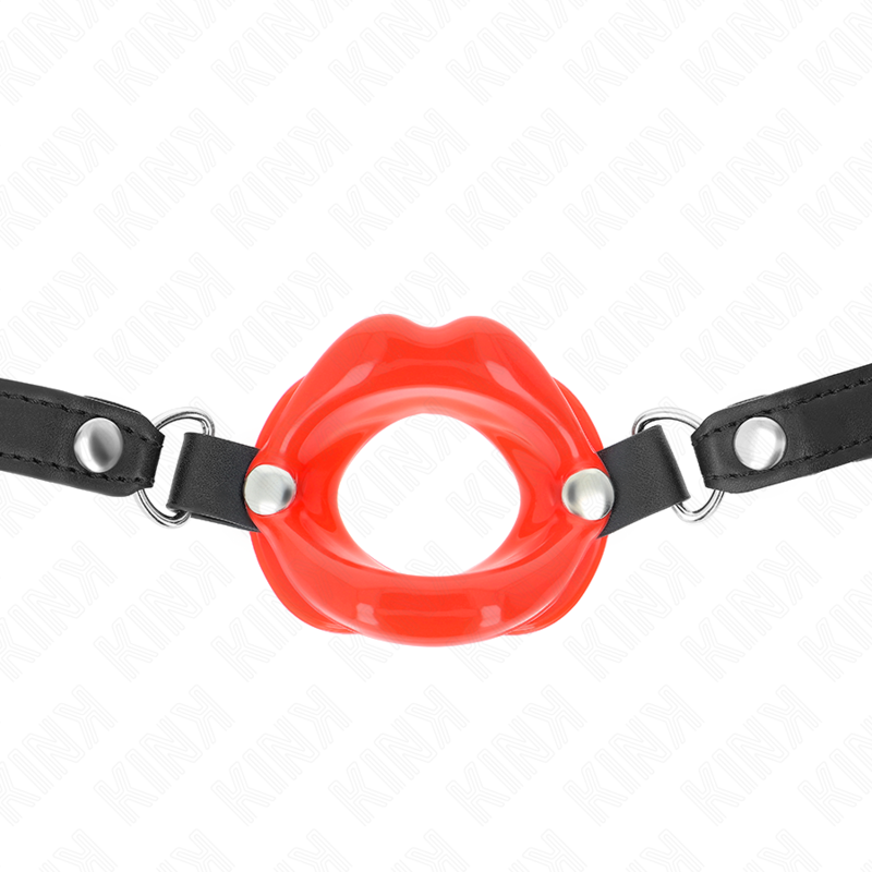 KINK - BAILLON BOUCHE 8 CM AVEC SANGLE EN CUIR ROUGE 63 x 2 CM AJUSTABLE 39-58 CM
