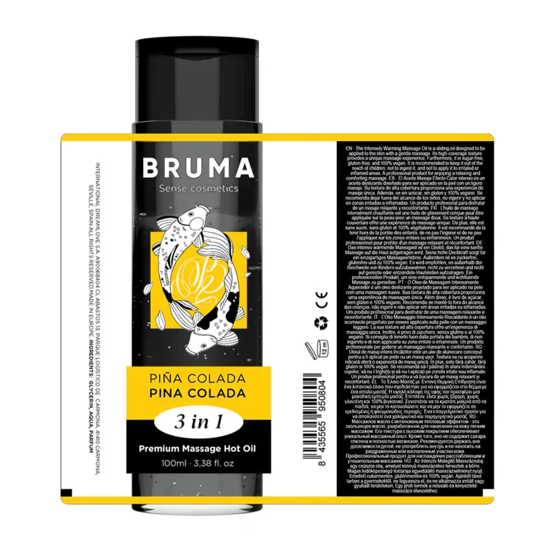 BRUMA - HUILE DE MASSAGE PREMIUM EFFET CHALEUR SAVEUR PINA COLADA 3 EN 1 - 100 ML - Incandessens