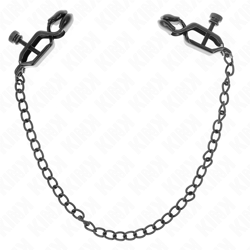KINK - PINCES À TETONS CHAÎNE PLATE NOIR 30 CM