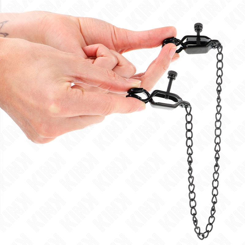 KINK - PINCES À TETONS CHAÎNE PLATE NOIR 30 CM