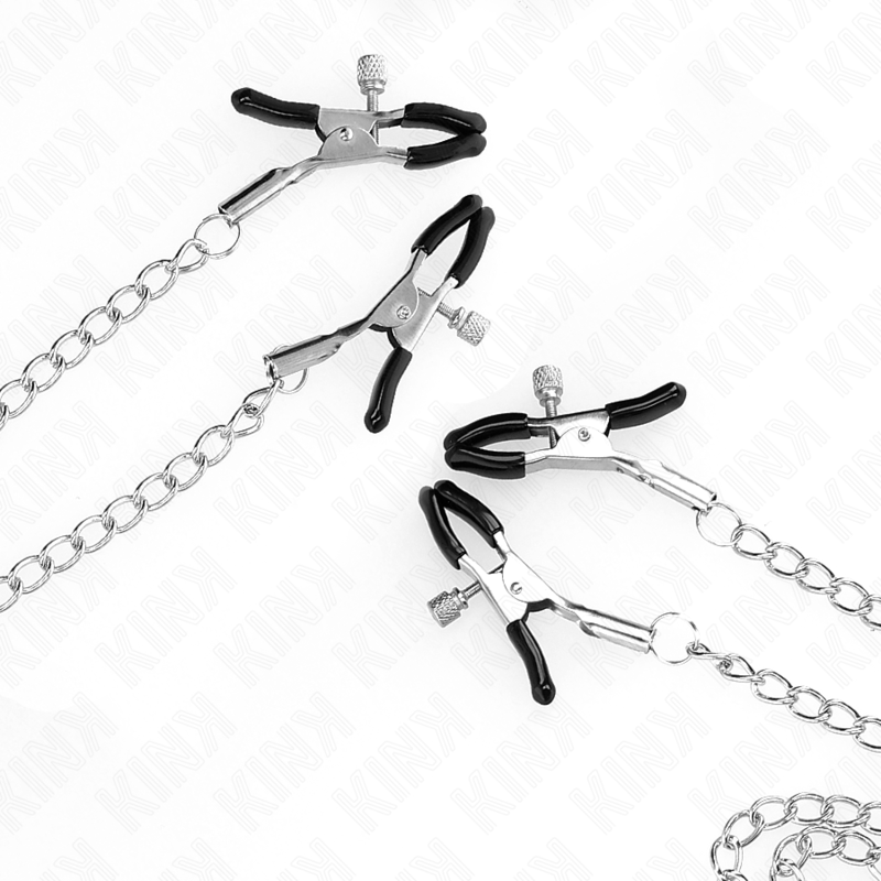 KINK - 4 PINCES À TETONS ET CLITO RÉGLABLES ARGENT