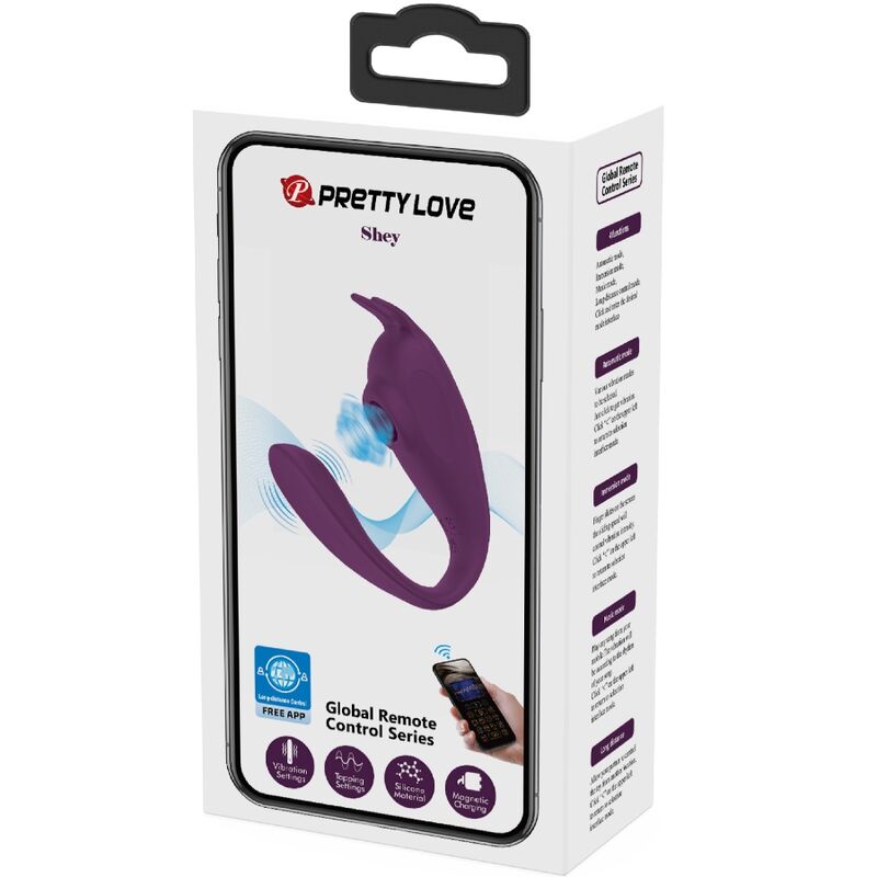 PRETTY LOVE - STIMULATEUR SHEY CONNECTÉ APP LONGUE DISTANCE 10 VIBRATIONS 10 MODES TACTILES DOUBLE STIMULATION