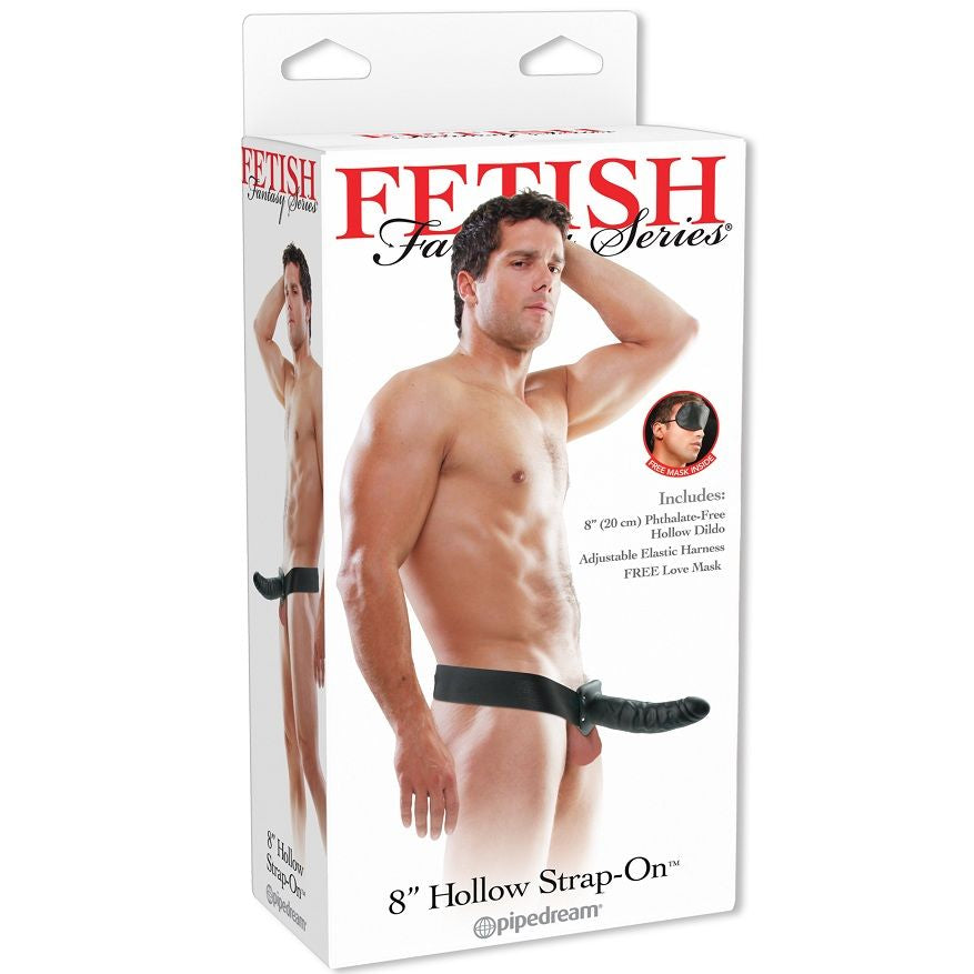 FETISH FANTASY SERIES - STRAP-ON CREUX 19 CM AVEC HARNAIS RÉGLABLE ET MASQUE OFFERT