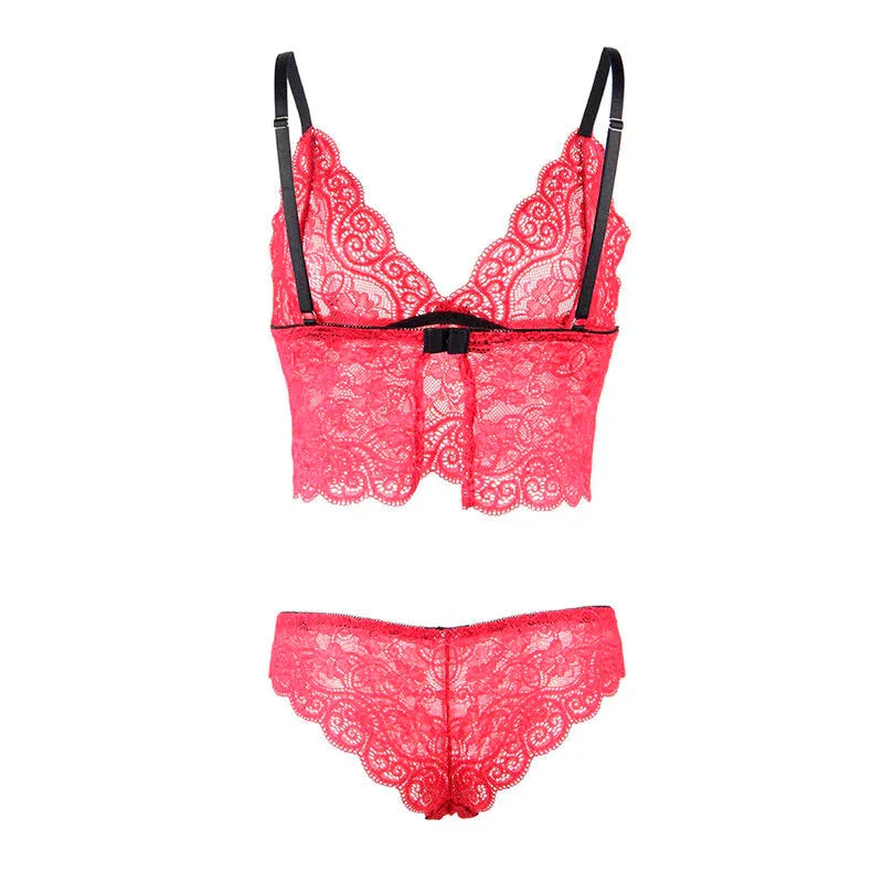 SUBBLIME - 953904 CHEMISIER DE NUIT EN SOIE ET DENTELLE + CULOTTE ROUGE L/XL - Incandessens