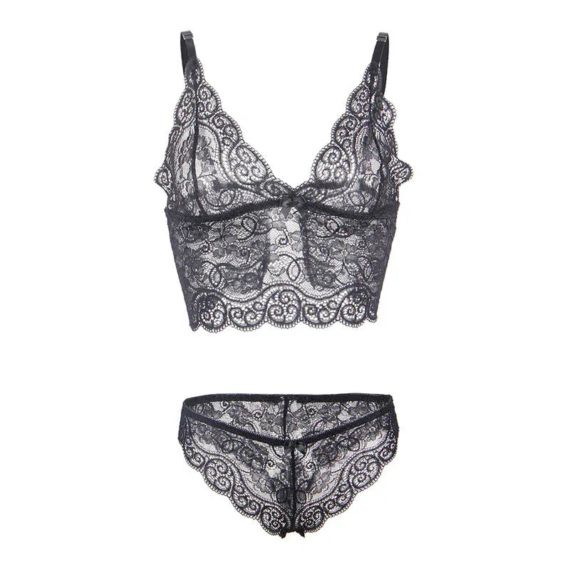 SUBBLIME - 953911 CHEMISIER DE NUIT EN SOIE ET DENTELLE + CULOTTE NOIRE S/M - Incandessens