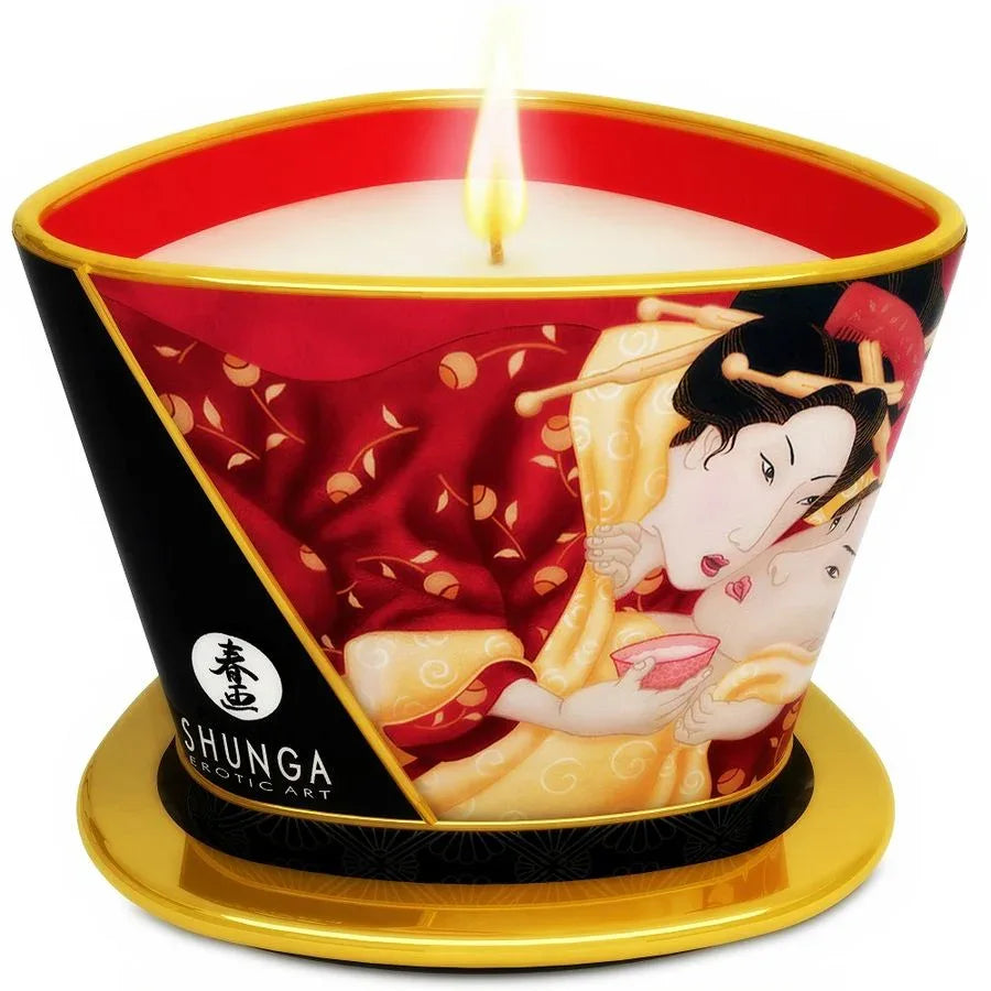 SHUNGA - BOUGIES FRAISES ET BOUGIE DE MASSAGE CAVA 170 ML - Incandessens
