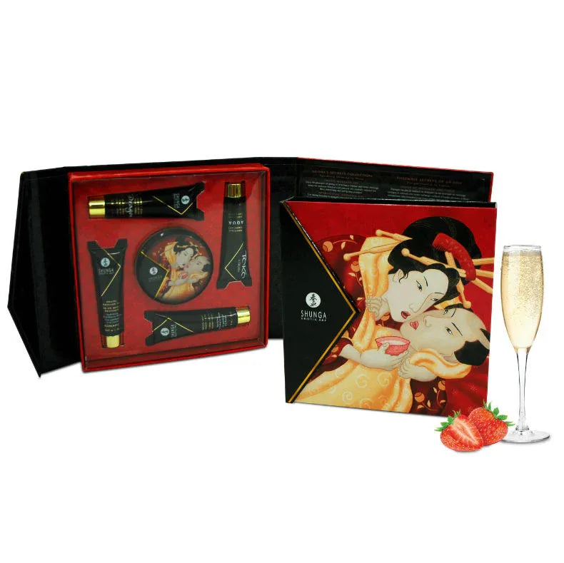 SHUNGA - KIT MASSAGE SECRET GEISHA FRAISES ET CAVA - Incandessens