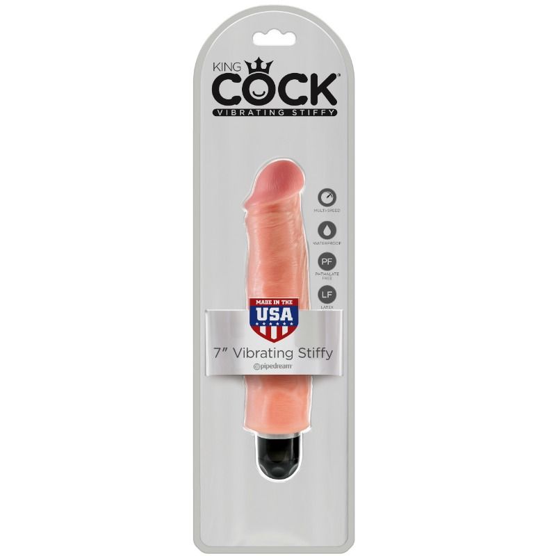 KING COCK - VIBRATEUR RIGIDE + MANCHON RÉALISTE 17.8 CM NATUREL