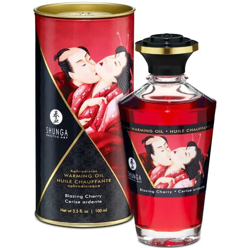 SHUNGA - HUILE DE MASSAGE EFFET CHALEUR SAVEUR INTENSE DE CERISE 100 ML - Incandessens