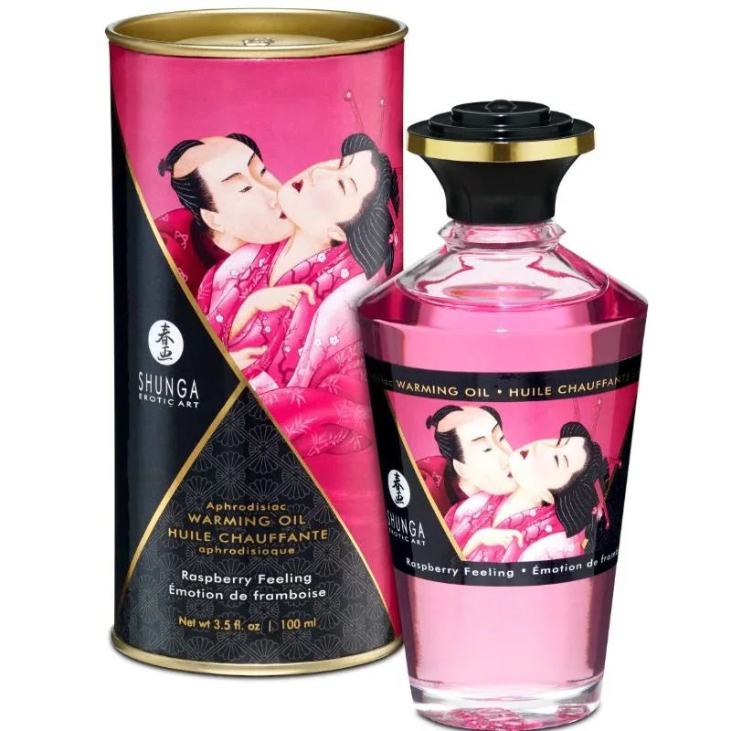 SHUNGA - HUILE DE MASSAGE EFFET THERMIQUE SAVEUR INTENSE DE FRAMBOISE 100 ML - Incandessens