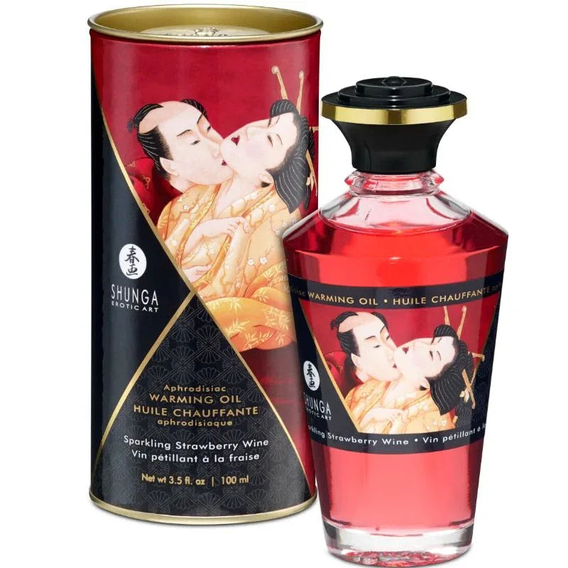 SHUNGA - HUILE DE MASSAGE EFFET CHALEUR FRAISES ET CAVA 100 ML - Incandessens