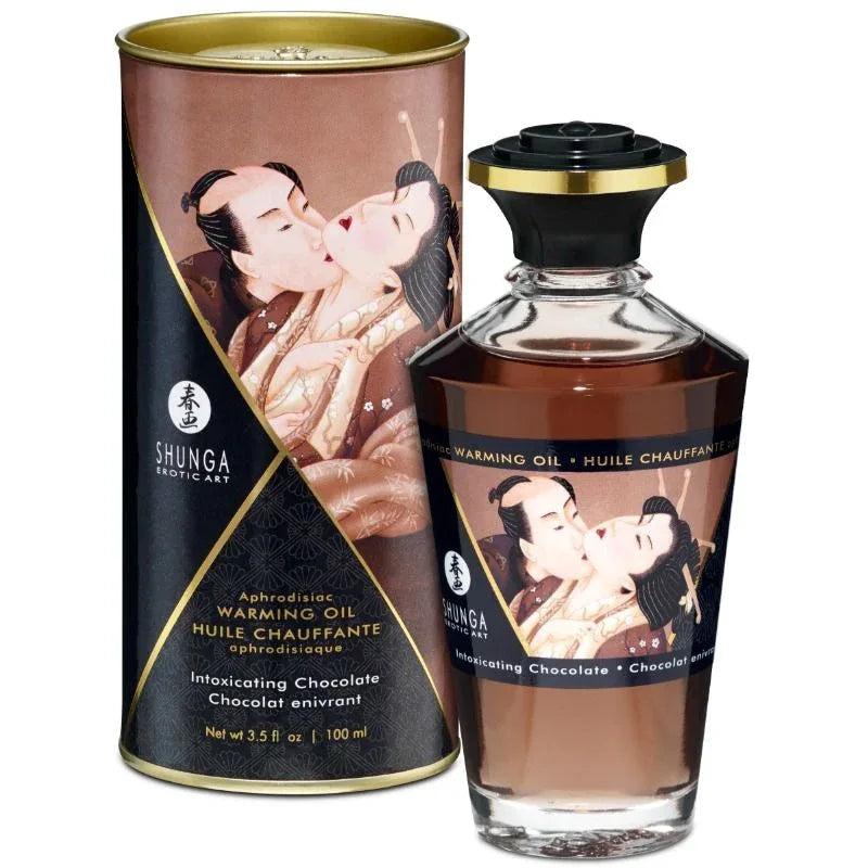 SHUNGA - HUILE DE MASSAGE À EFFET CHALEUR SAVEUR INTENSE DE CHOCOLAT 100 ML - Incandessens