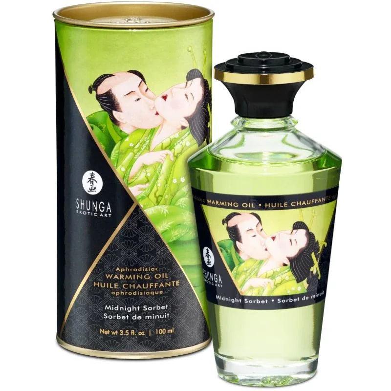 SHUNGA - HUILE DE MASSAGE À EFFET CHALEUR SAVEUR SORBET DE MINUIT 100 ML - Incandessens