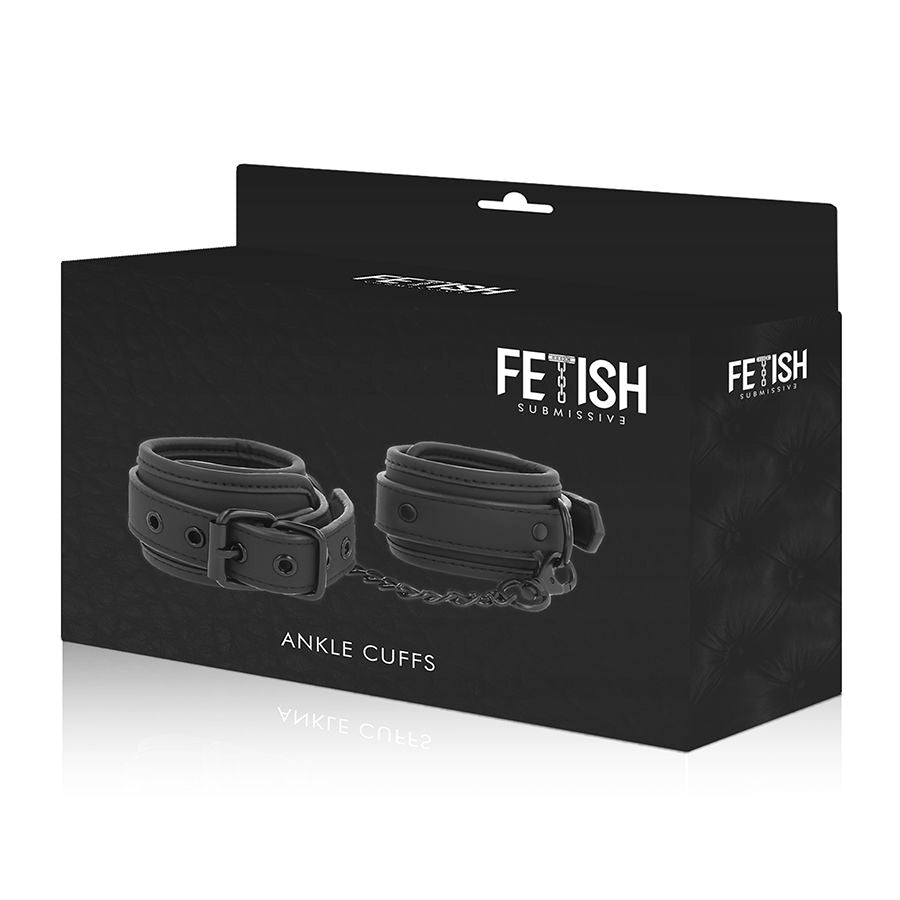 FETISH SUBMISSIVE - MENOTTES DE CHEVILLES EN CUIR VÉGÉTALIEN AVEC DOUBLURE NEOPRÈNE