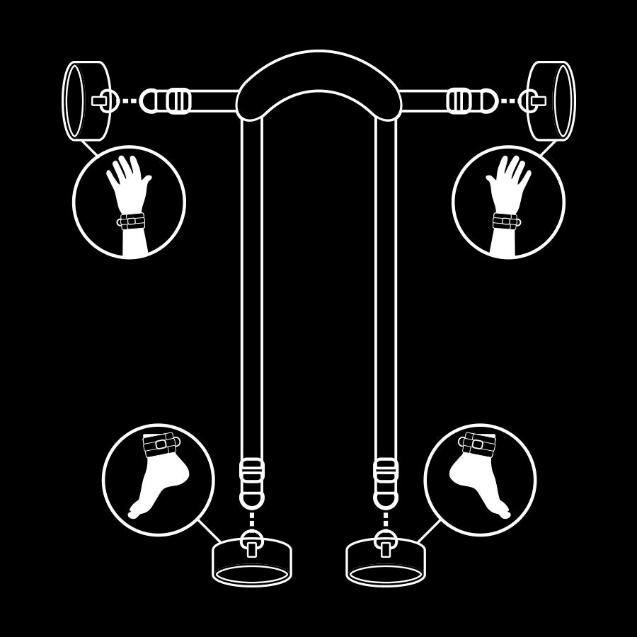 FETISH SUBMISSIVE - KIT BONDAGE AVEC 4 MENOTTES DOUBLÉES NEOPRÈNE