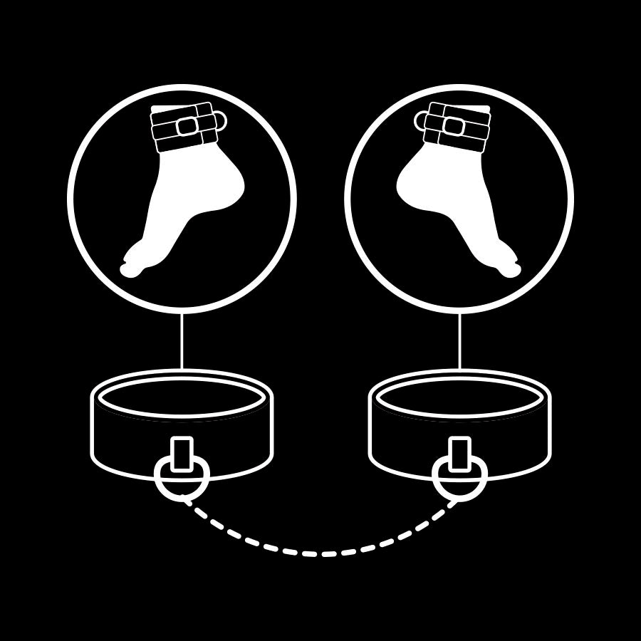 FETISH SUBMISSIVE - MENOTTES DE CHEVILLES EN CUIR VÉGÉTALIEN AVEC DOUBLURE NEOPRÈNE