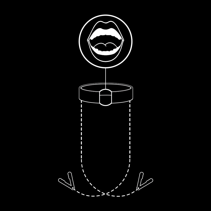 FETISH SUBMISSIVE - BAILLON ANNEAU AVEC PINCES A TETONS