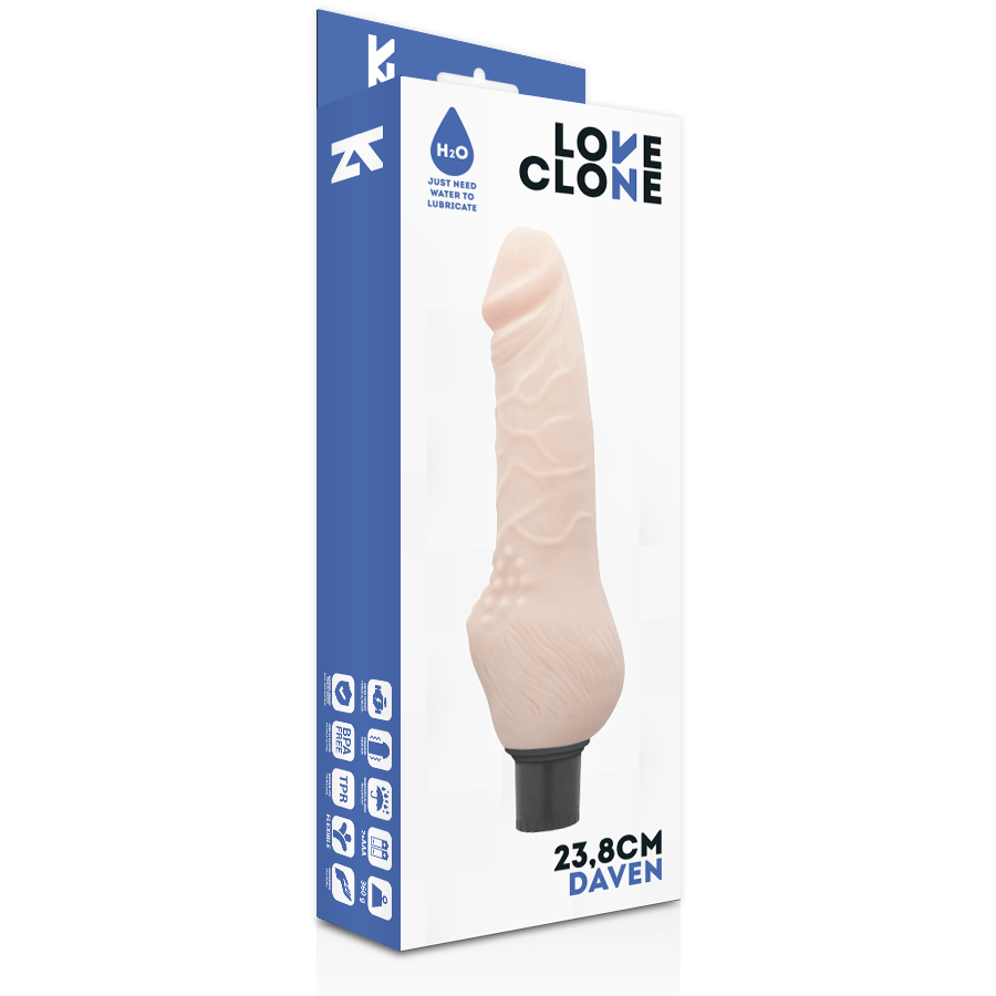 LOVECLONE - DAVEN VIBRATEUR AUTOLUBRIFIANT RÉALISTE 23.8 CM -O- 3.8 CM