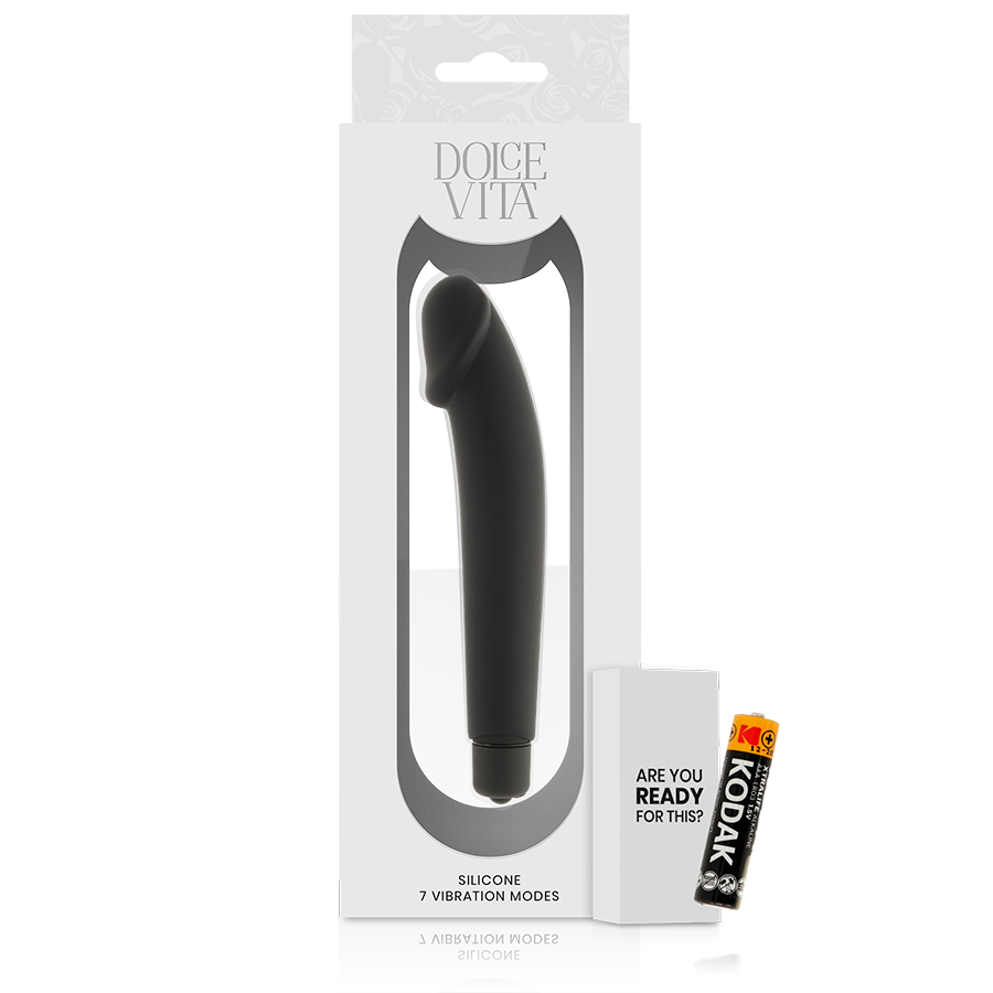 DOLCE VITA - VIBRATEUR RÉALISTE NOIR SILICONE 7 MODES WATERPROOF 158MM