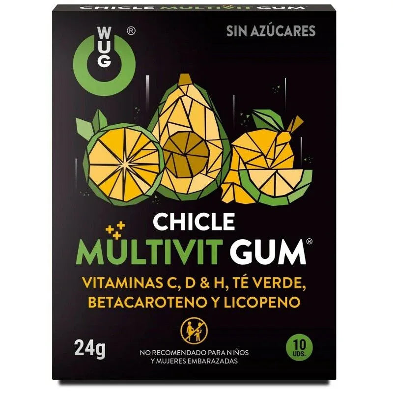 WUG GUM - MULTIVIT VITAMIN C, H, D, BETA-CAROTENE, LYCOPENE AND GREEN TEA 10 UNITS - Incandessens