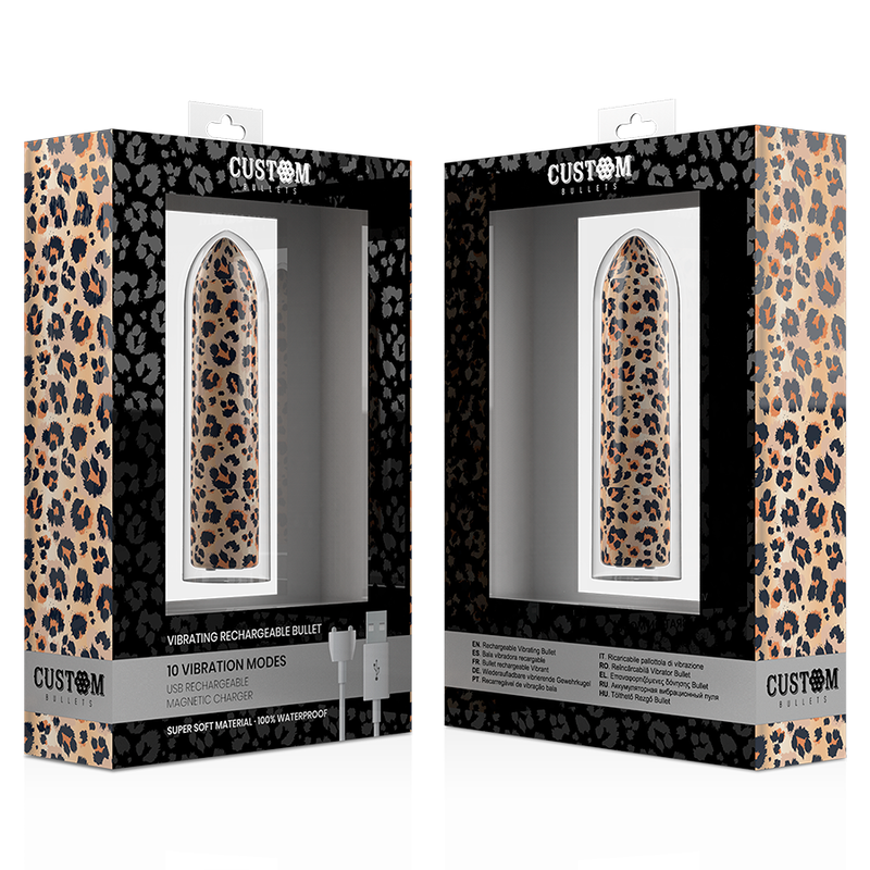 CUSTOM BULLETS - MINI VIBRO DE VOYAGE RECHARGEABLE LEOPARD