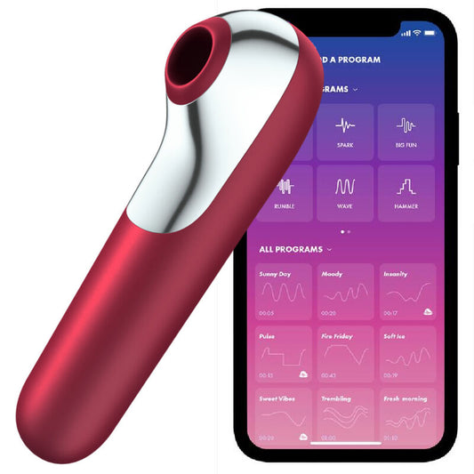 SATISFYER - DUAL LOVE AVEC AIR PULSÉ ROUGE